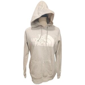 North Face Women's Pullover Hoodie Gray Size Large L Logo Sweatshirt Regular Fit